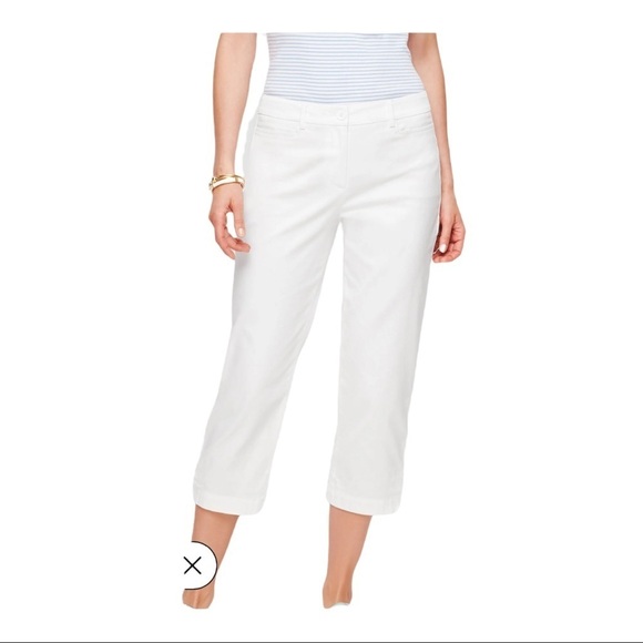 Talbots Perfect Skimmers Cropped Pants Pedal Pusher Slim-Leg Capri Flat Front - Picture 3 of 4